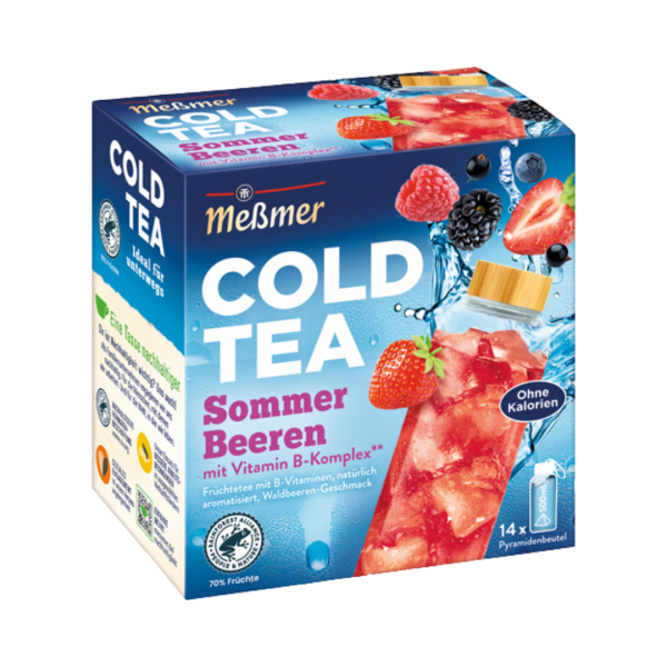 380664 Messmer Cold Tea Sommerbeeren, Teebeutel zum kalt aufgiessen, 1 Beutel fuer ca. 500 ml Wasser, 38g